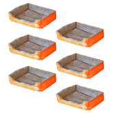 Kuber Industries Dog & Cat Bed|Super Soft Plush Top Pet Bed|Oxford Cloth Polyester Filling|Washable Dog Bed|Rectangular Cat Bed with Rise-Edge Pillow|QY036OR-S|Orange (Pack of 6)